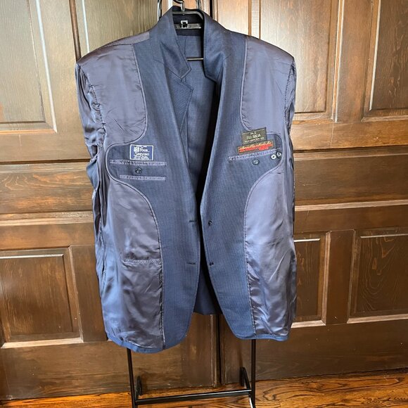 Four Seasons x Ego Italia Mens Vintage Wool Sport Coat Suit Jacket Blue Size 48L - Picture 10 of 11